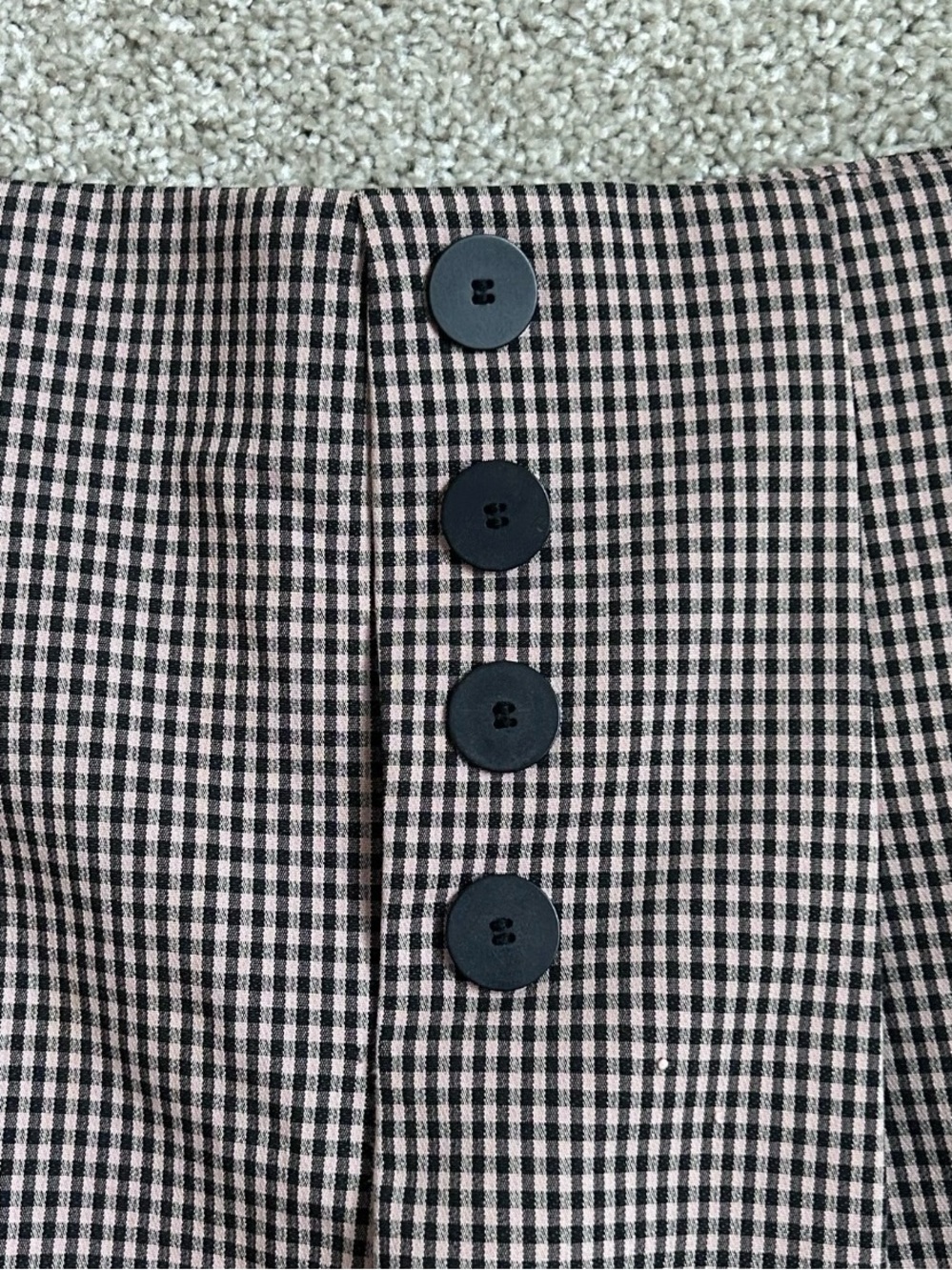 Zara Gingham Plaid Faux Button Skort High Rise Pink Black Size Medium Never Worn - Picture 2 of 7
